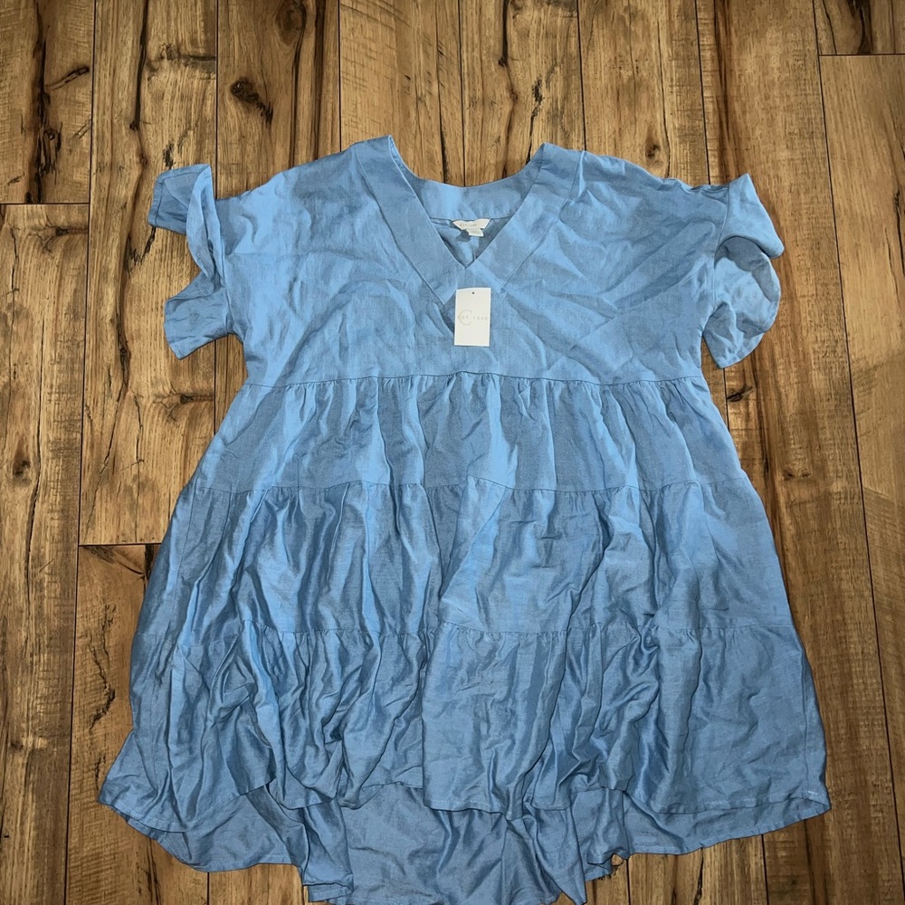 blue flowy dress